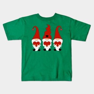 Gnomes Santa with Hearts Kids T-Shirt